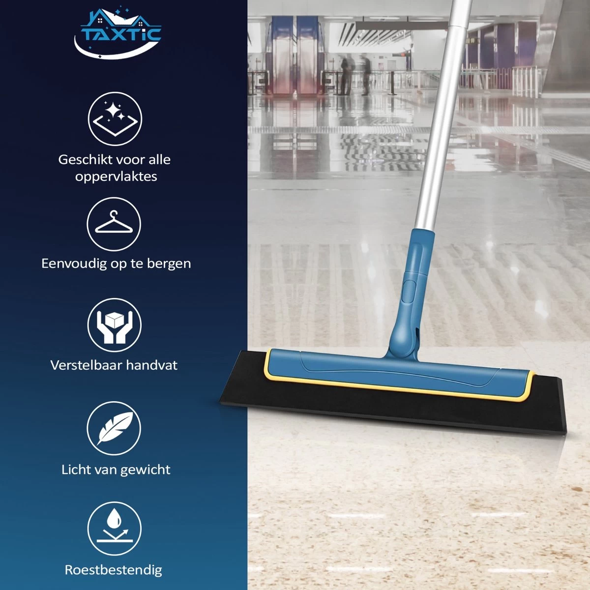 Taxtic® Vloerwisser – Vloertrekker Met Steel – Douchewisser - Vloertrekker – Vloerwisser Badkamer – Trekker - Ophangstuk 4 Taxtic® Vloerwisser – Vloertrekker Met Steel – Douchewisser - Vloertrekker – Vloerwisser Badkamer – Trekker - Ophangstuk - Afbeelding 2