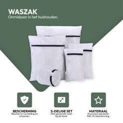 Merkloos Waszakken | Set Van 5 Waszakjes Met Rits - Waszak - Wasnet - Kledingzakjes - BH Was Zakjes - Laundry Bag Set Voor Ondergoed - Kleding - Delicaat Wasgoed - Wasmachine Zakjes - Wasgoed -Schoonmaakmiddelen 1200x1200 896