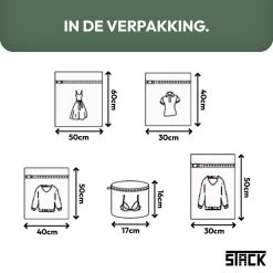 STACK Waszakken | Set Van 5 Waszakjes Met Rits - Waszak - Wasnet - Kledingzakjes - BH Was Zakjes - Laundry Bag Set Voor Ondergoed - Kleding - Delicaat Wasgoed - Wasmachine Zakjes - Wasgoed -Schoonmaakmiddelen 1200x1200 901