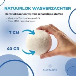 ANATURES Wollen XL Drogerballen 6 Stuks In Opbergmand – Herbruikbare Droogballen Wasdroger – Nieuw Zeelands RWS Schaapswol - Wasdrogerballen Duurzaam – Natuurlijke Wasverzachter -Schoonmaakmiddelen 1200x1200 986