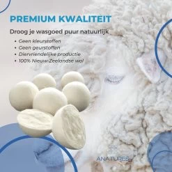 ANATURES Wollen XL Drogerballen 6 Stuks In Opbergmand – Herbruikbare Droogballen Wasdroger – Nieuw Zeelands RWS Schaapswol - Wasdrogerballen Duurzaam – Natuurlijke Wasverzachter -Schoonmaakmiddelen 1200x1200 989