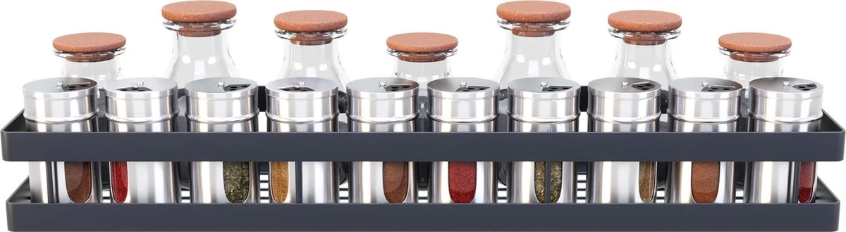 Noswo Kruidenrek Ophangbaar - Kruidenrek Voor Kruidenpotjes - Keukenrek Hangend - 50 Cm - Zwart 8 Noswo Kruidenrek Ophangbaar - Kruidenrek Voor Kruidenpotjes - Keukenrek Hangend - 50 Cm - Zwart - Afbeelding 6