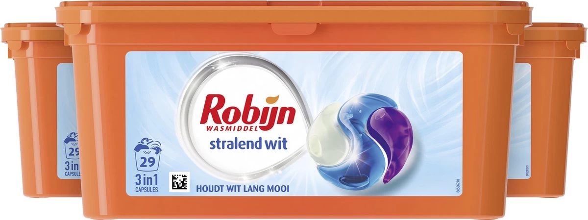 Robijn Stralend Wit Wascapsules - 3 X 29 Wasbeurten - Halfjaarbox 4 Robijn Stralend Wit Wascapsules - 3 X 29 Wasbeurten - Halfjaarbox - Afbeelding 2