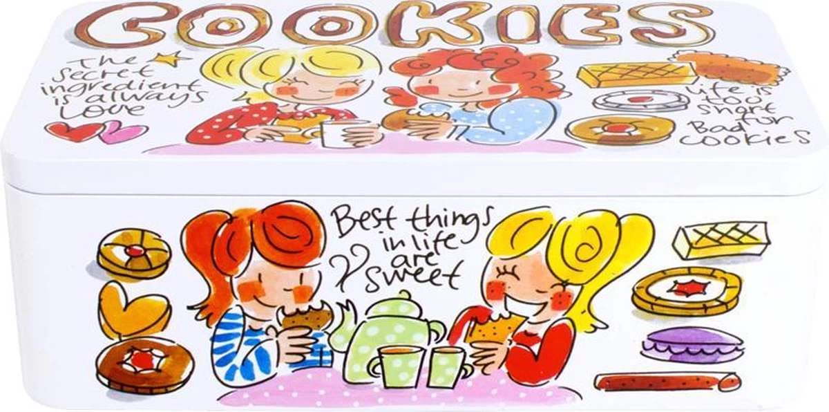 Blond Amsterdam Even Bijkletsen Koektrommel - Blik - 11x20 Cm 3 Blond Amsterdam Even Bijkletsen Koektrommel - Blik - 11x20 Cm