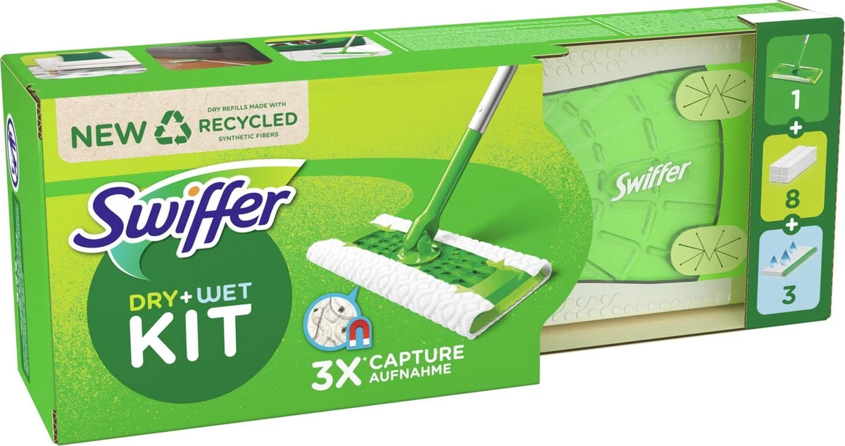 Swiffer Vloerreiniger Starterskit - 1 Dweil, 8 Droge En 3 Vochtige Vloerdoekjes Navullingen 7 Swiffer Vloerreiniger Starterskit - 1 Dweil, 8 Droge En 3 Vochtige Vloerdoekjes Navullingen - Afbeelding 5