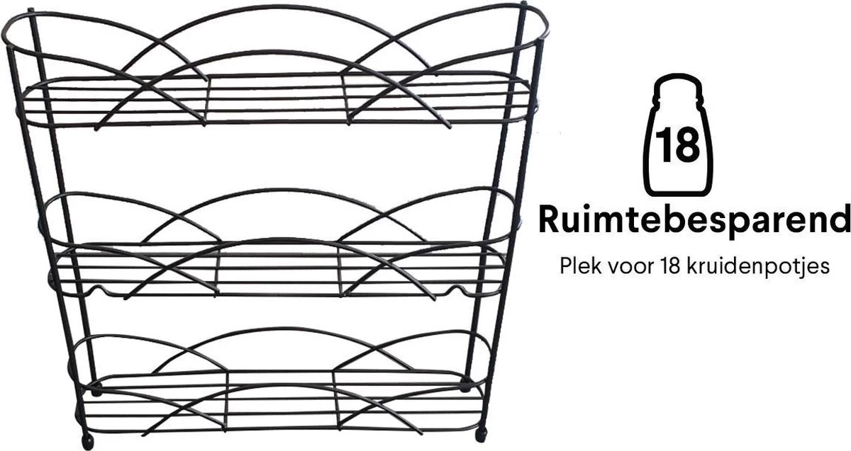 Zindoo - Kruidenrek - Standaard - 3-laags - Ophangbaar - 18 Kruiden Potjes - Anti-slip Pootjes - Spice Rack - Specerijenrek - Keukenorganizer - Keukenaccessoires 7 Zindoo - Kruidenrek - Standaard - 3-laags - Ophangbaar - 18 Kruiden Potjes - Anti-slip Pootjes - Spice Rack - Specerijenrek - Keukenorganizer - Keukenaccessoires - Afbeelding 5