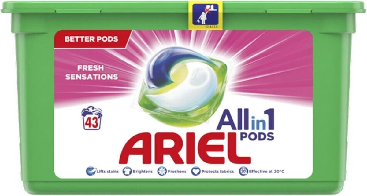 Ariel All In 1 Wasmiddel Pods Fresh Sensations - 3x43 Wasbeurten - Halfjaarbox 3 Ariel All In 1 Wasmiddel Pods Fresh Sensations - 3x43 Wasbeurten - Halfjaarbox