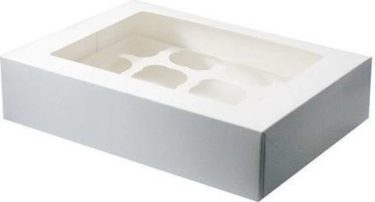 Brandnewcake Cupcake Doosje 12 Wit (incl. Tray Met Venster) 3st. 3 Brandnewcake Cupcake Doosje 12 Wit (incl. Tray Met Venster) 3st.