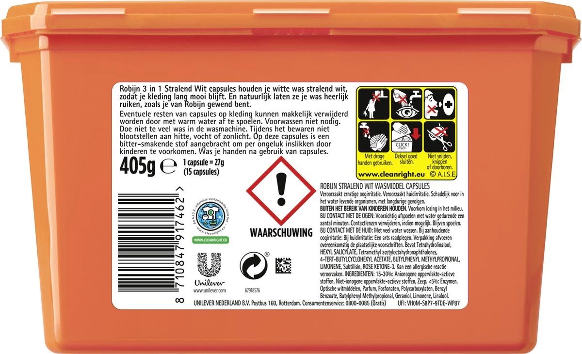 Robijn Wascapsules - 3-in-1 - Stralend Wit - 15 Stuks 5 Robijn Wascapsules - 3-in-1 - Stralend Wit - 15 Stuks - Afbeelding 3