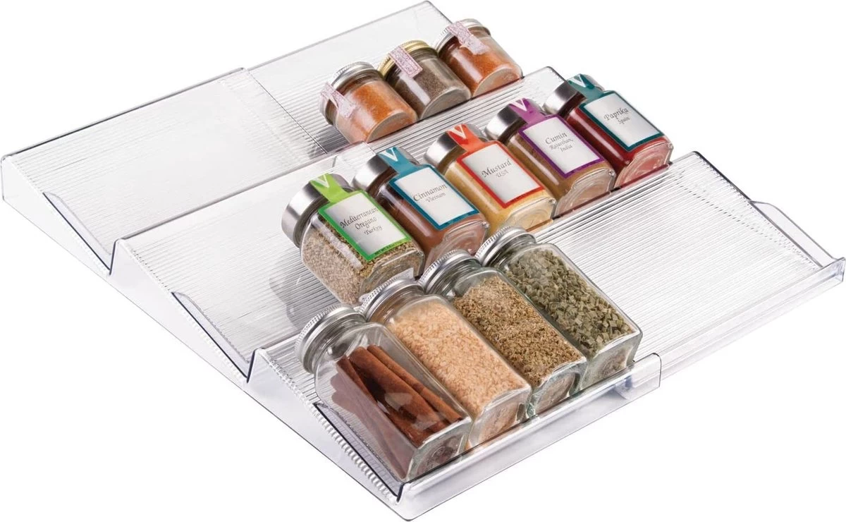 Kruidenrek - Lade-organizer - Voor Keuken, Badkamer En Kantoor - Voor Kruiden En Specerijen - Uitschuifbaar/3 Verdiepingen - Transparant 5 Kruidenrek - Lade-organizer - Voor Keuken, Badkamer En Kantoor - Voor Kruiden En Specerijen - Uitschuifbaar/3 Verdiepingen - Transparant - Afbeelding 3
