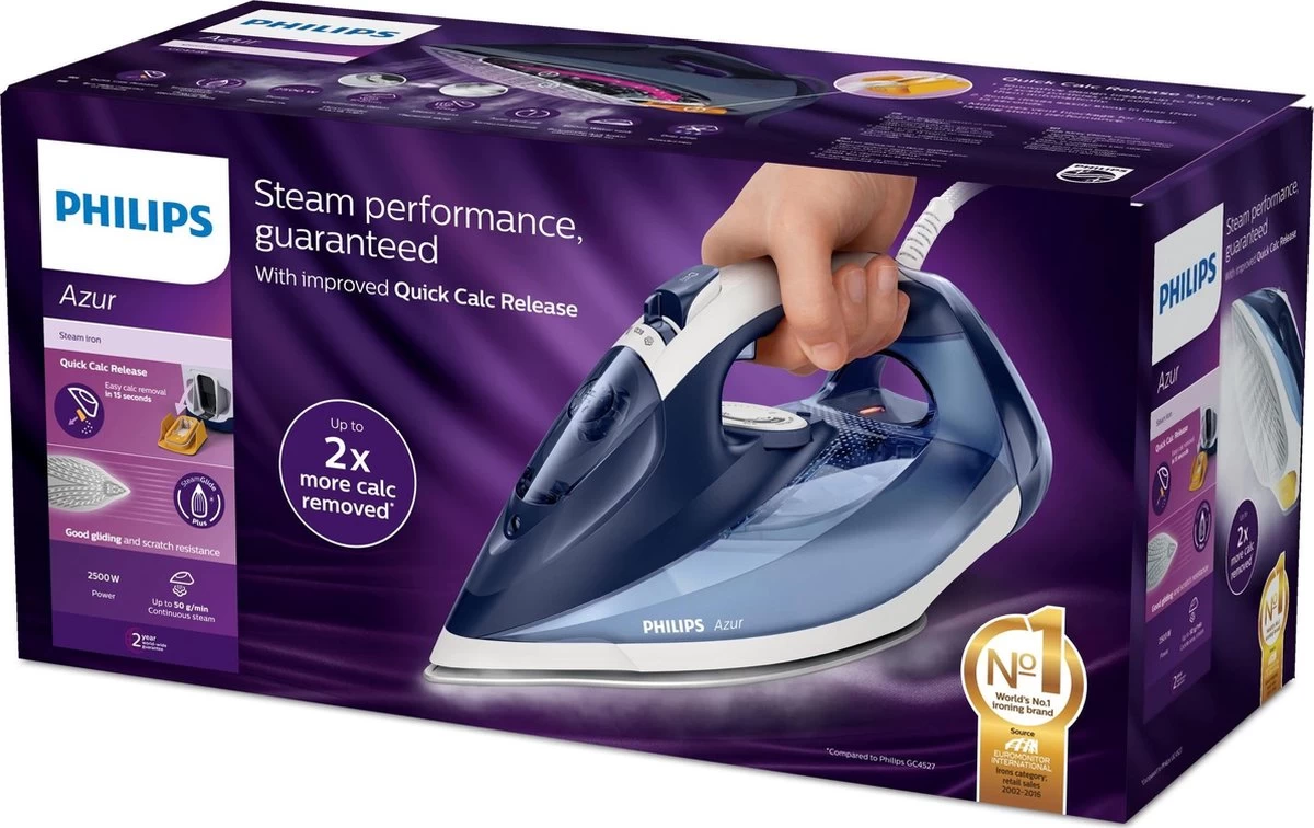 Philips Azur GC4556/20 - Stoomstrijkijzer - Blauw/Wit 9 Philips Azur GC4556/20 - Stoomstrijkijzer - Blauw/Wit - Afbeelding 7