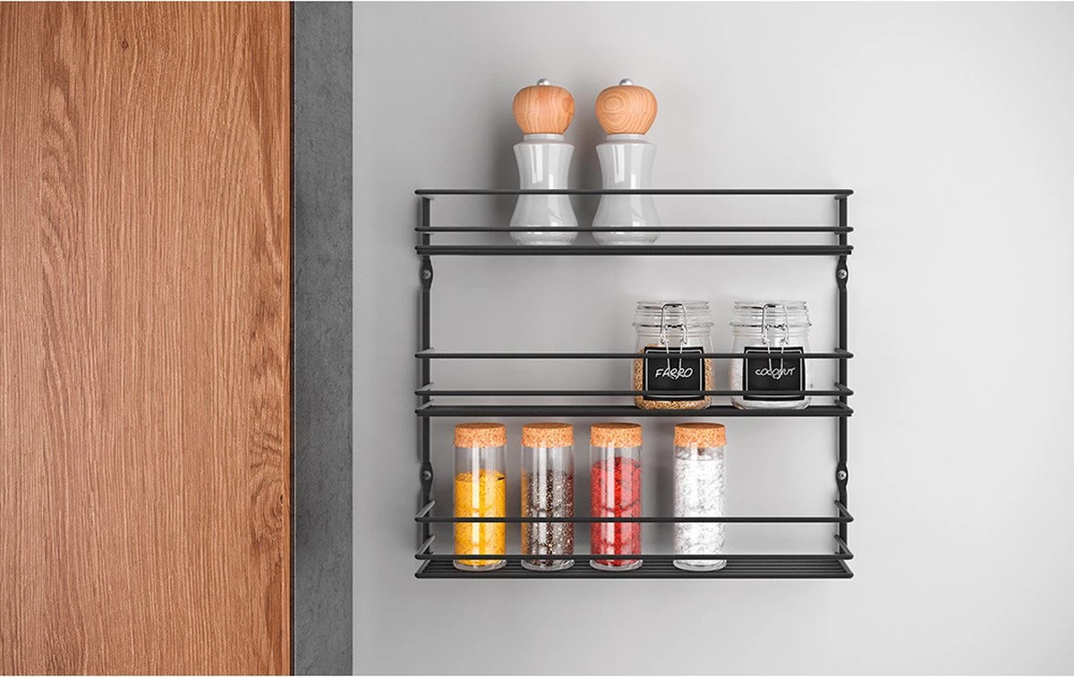 Tomado Metaltex - Pepito Kruidenrek - 3 Etages - Zwart - 36x8x31cm 6 Tomado Metaltex - Pepito Kruidenrek - 3 Etages - Zwart - 36x8x31cm - Afbeelding 4