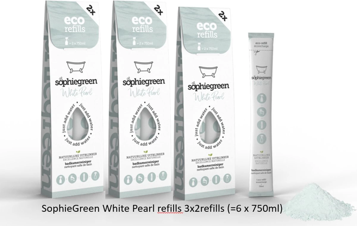 SophieGreen White Pearl Badkamerreiniger 3x2 Navullingen (=6x750 Ml) 3 SophieGreen White Pearl Badkamerreiniger 3x2 Navullingen (=6x750 Ml)