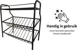 Zindoo Kruidenrek Zwart 3-laags Staand - Specerijen Rek - Kruiden Rek - Duurzaam RVS - Anti Slip Onderzijde - Specerijenstandaard – Keukenorganizer - Spice Rack - Kitchen Rack - Spice Organizer Keukenaccessoire - ZIN-SR05 -Schoonmaakmiddelen 1200x784