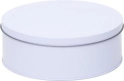 Merkloos Wit Rond Koekblik Opbergblik/bewaarblik 18 Cm - Witte Voorraadblikken/koekblikken - Snoeptrommels/koektrommels