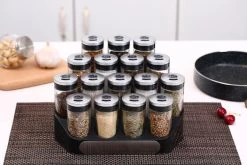 Merkloos Decopatent® Kruidenrek Incl. 16 Glazen Kruiden Potjes - Rvs Strooideksel - Staand Kruiden & Specerijen Rek - Kruidenpotjes Glas -Schoonmaakmiddelen 1200x800 131