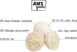 Jean's Goods Drogerballen - Droogballen - Wasdrogerballen - Wasdroger Ballen - Wasbol - Wasbollen - Wasballen - Energiebesparende Producten - Energiebesparend - Duurzaam Cadeau - RWS Wol - Zero Waste - Wasverzachter - Beige - 6 Stuks 11 Jean's Goods Drogerballen - Droogballen - Wasdrogerballen - Wasdroger Ballen - Wasbol - Wasbollen - Wasballen - Energiebesparende Producten - Energiebesparend - Duurzaam Cadeau - RWS Wol - Zero Waste - Wasverzachter - Beige - 6 Stuks -Schoonmaakmiddelen 1200x818 1