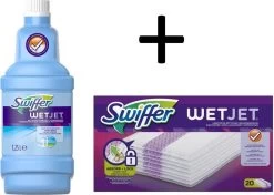 Swiffer WetJet Alles-In-Een Dweilsysteem Navulling- 1,25 L - Reinigingsmiddel En 20 Stuks Reinigingsdoekjes