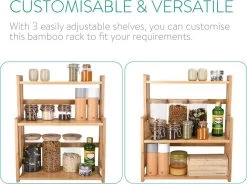Navaris Keukenrek Met 3 Planken - Verstelbaar Kruidenrek Van Bamboe - Staand - Stevige Constructie - Natuurlijk Bamboehout - Waterafstotend 15 Navaris Keukenrek Met 3 Planken - Verstelbaar Kruidenrek Van Bamboe - Staand - Stevige Constructie - Natuurlijk Bamboehout - Waterafstotend -Schoonmaakmiddelen 1200x896 3