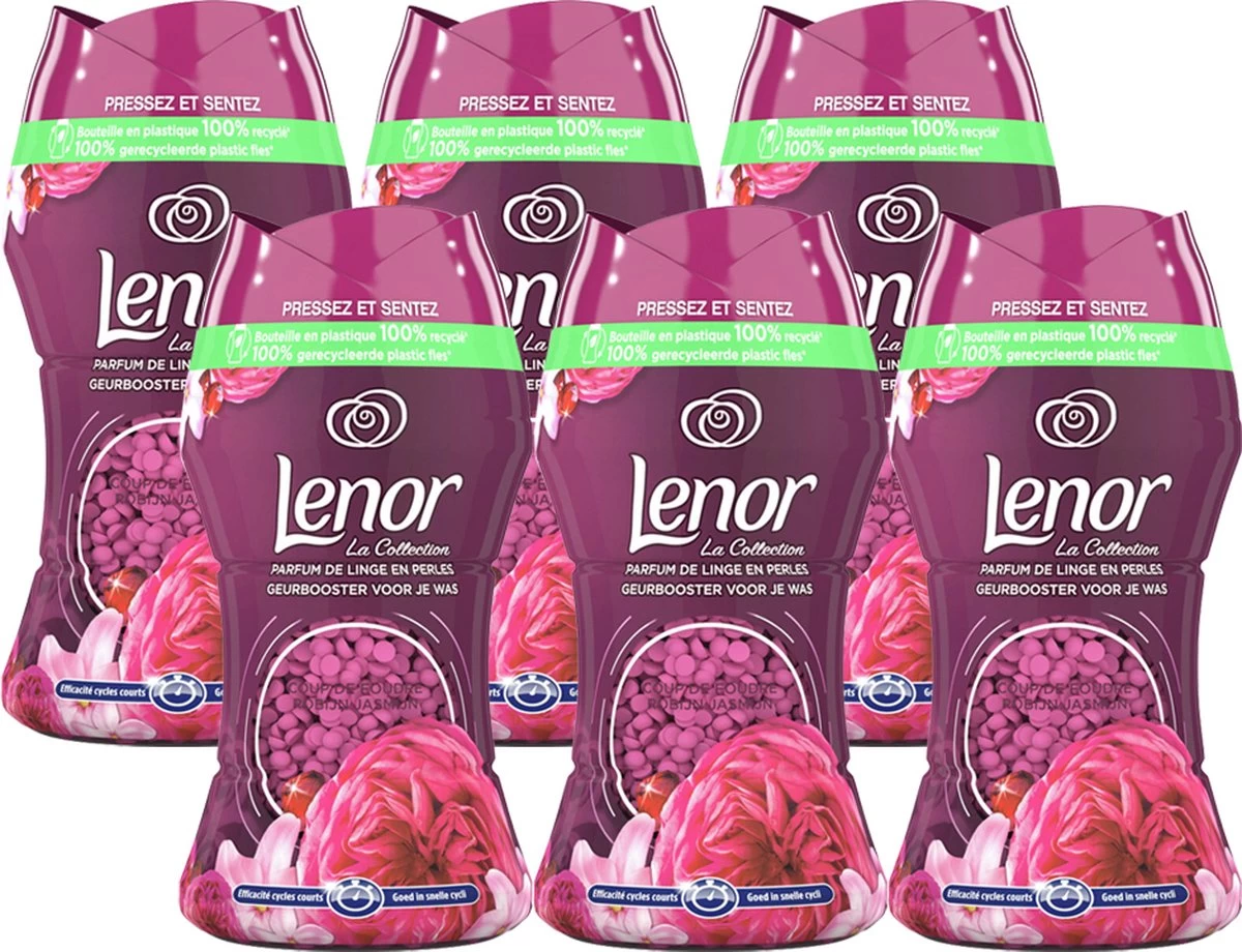 Lenor Unstoppables Geurbooster Coup De Foudre - Robijn Jasmijn - 6 X 154g - Voordeelverpakking 3 Lenor Unstoppables Geurbooster Coup De Foudre - Robijn Jasmijn - 6 X 154g - Voordeelverpakking
