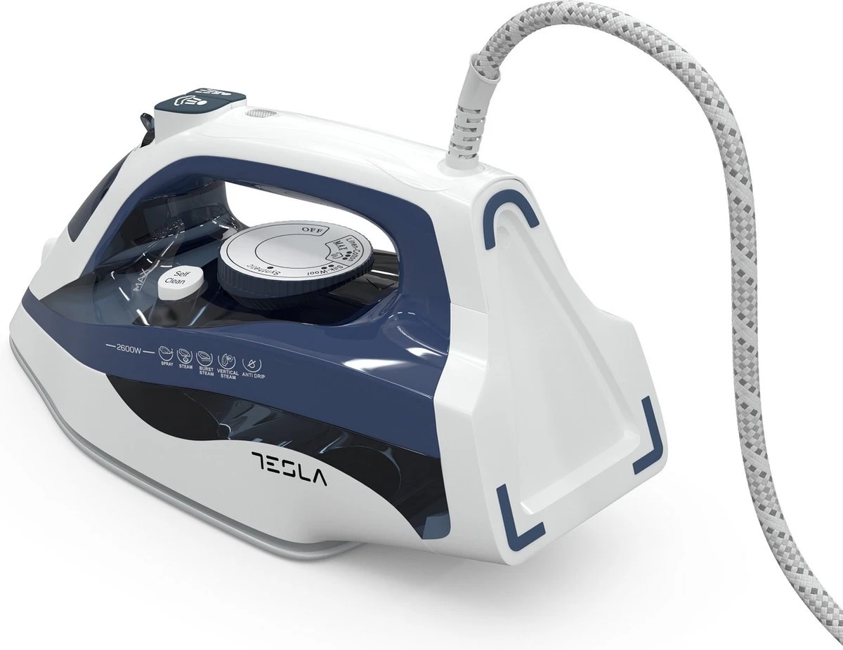 Tesla IR301BL - Stoomstrijkijzer - 2600Watt - 400ML Watercapaciteit - Blauw / Wit 4 Tesla IR301BL - Stoomstrijkijzer - 2600Watt - 400ML Watercapaciteit - Blauw / Wit - Afbeelding 2