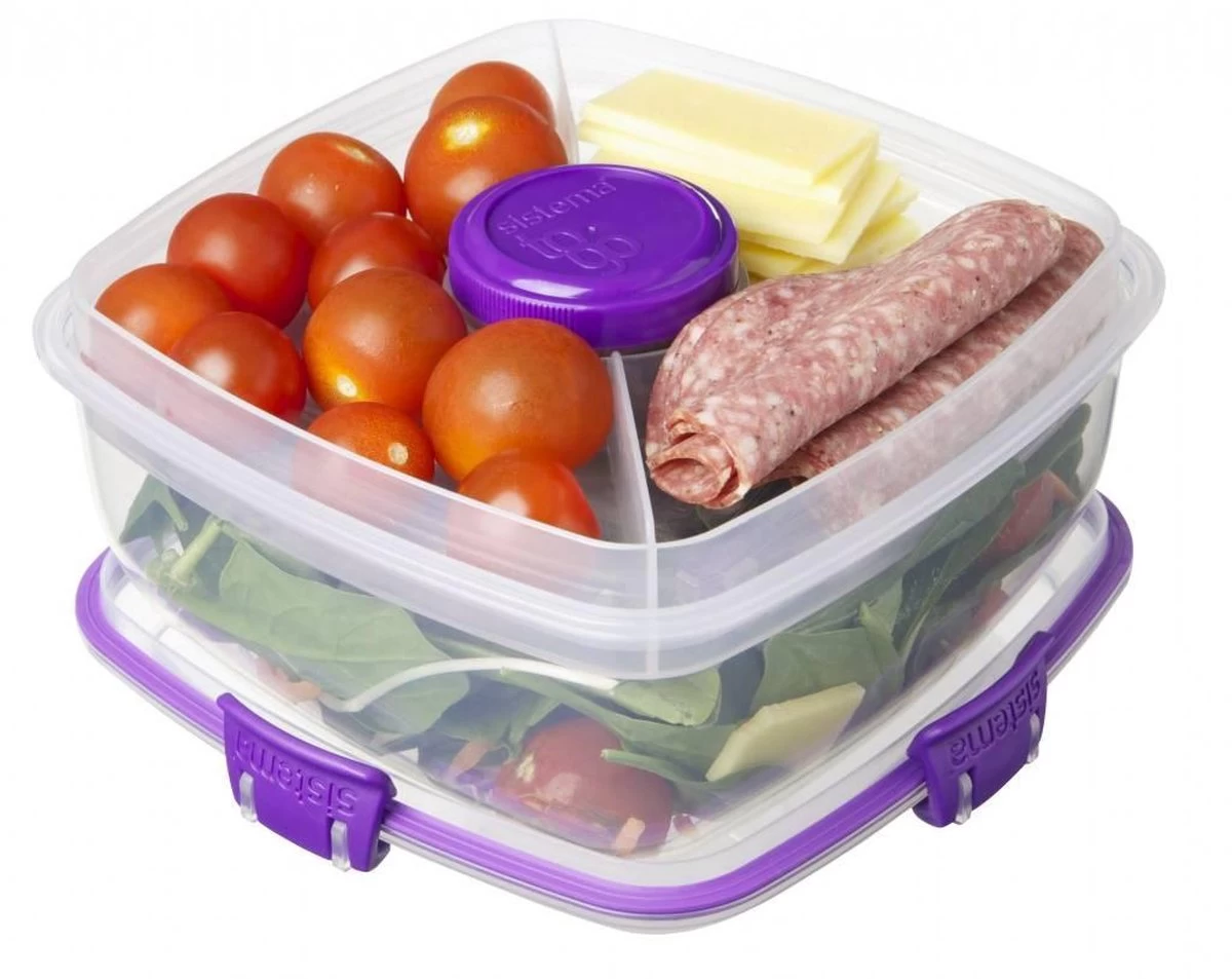 Sistema Salade Box Met Bestek - Geelgroen 4 Sistema Salade Box Met Bestek - Geelgroen - Afbeelding 2