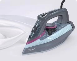 Tesla IR400GP - Droog- & Stoomstrijkijzer - Keramische Zoolplaat - 3100W - Grijs / Paars -Schoonmaakmiddelen 1200x954 1