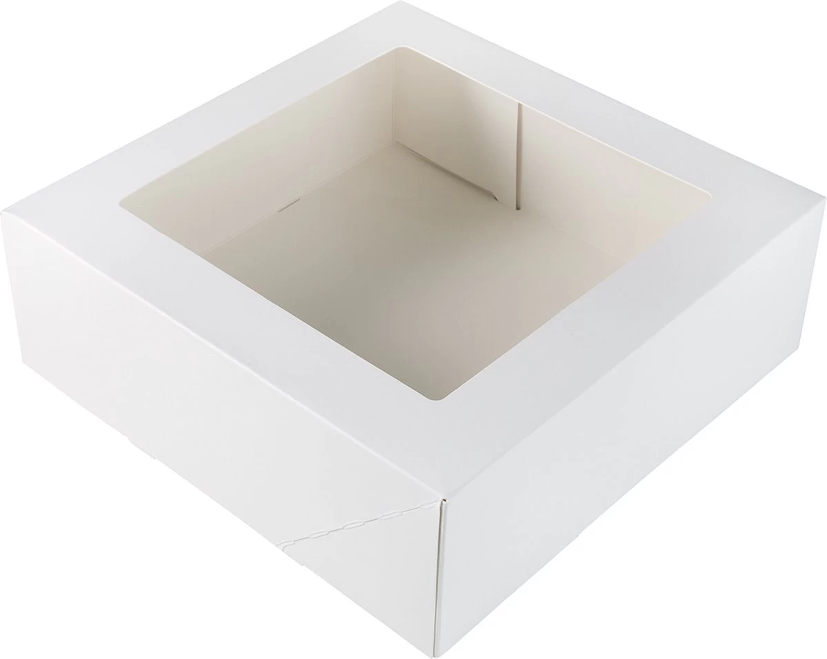 Taartdoos Met Venster 26x26x9cm. Wit 3st 3 Taartdoos Met Venster 26x26x9cm. Wit 3st