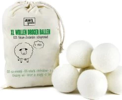 Jean's Goods Drogerballen - Droogballen - Wasdrogerballen - Wasdroger Ballen - Wasbol - Wasbollen - Wasballen - Energiebesparende Producten - Energiebesparend - Duurzaam Cadeau - RWS Wol - Zero Waste - Wasverzachter - Beige - 6 Stuks