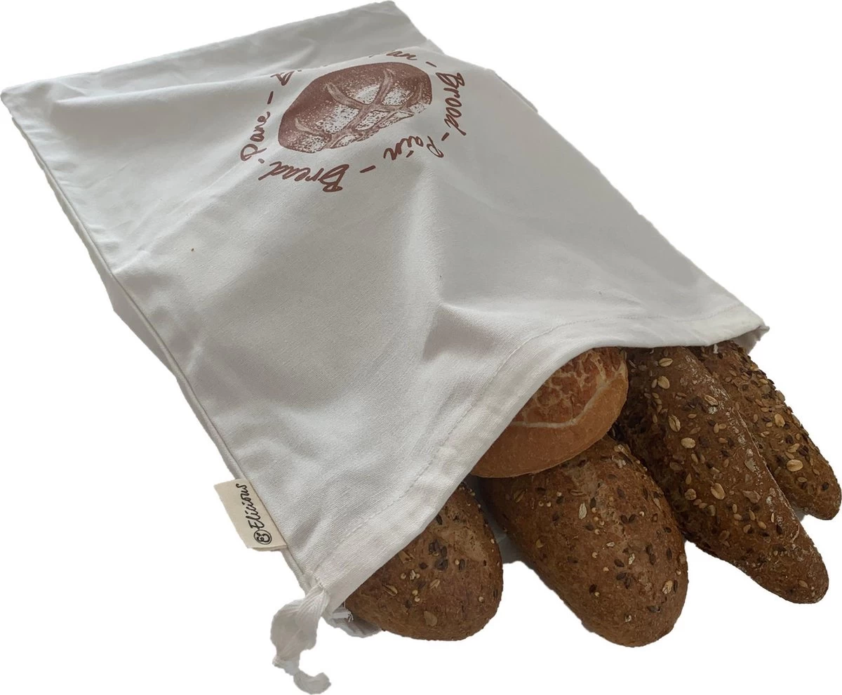 Elicious® - Broodzak - Herbruikbaar - Biologisch Katoen - GOTS Certificaat - Wasbaar - Zero Waste - Herbruikbare Zak 3 Elicious® - Broodzak - Herbruikbaar - Biologisch Katoen - GOTS Certificaat - Wasbaar - Zero Waste - Herbruikbare Zak