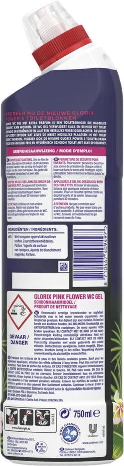 Glorix WC Powergel Toiletreiniger Pink Flower - 6 X 750 Ml - Voordeelverpakking -Schoonmaakmiddelen 320x1200 1