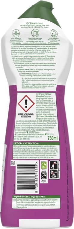 Cif CleanBoost Cream Pink Schuurmiddel - 8 X 750 Ml - Voordeelverpakking -Schoonmaakmiddelen 389x1200 3