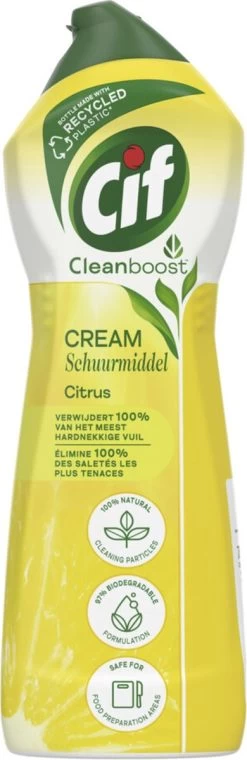 Cif CleanBoost Cream Citroen Schuurmiddel - 8 X 750 Ml - Voordeelverpakking -Schoonmaakmiddelen 390x1200 3