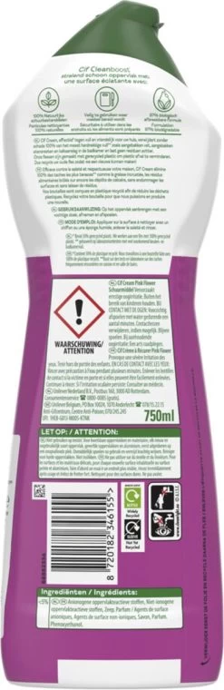 Cif CleanBoost Cream Pink Schuurmiddel - 8 X 750 Ml - Voordeelverpakking -Schoonmaakmiddelen 390x1200 7