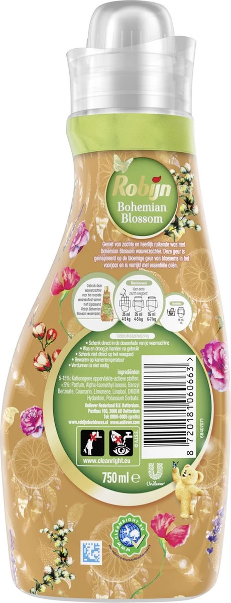 Robijn Collections Bohemian Blossom Wasverzachter - 8 X 30 Wasbeurten - Voordeelverpakking 5 Robijn Collections Bohemian Blossom Wasverzachter - 8 X 30 Wasbeurten - Voordeelverpakking - Afbeelding 3