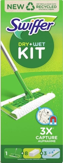 Swiffer Vloerreiniger Starterskit - 1 Dweil, 8 Droge En 3 Vochtige Vloerdoekjes Navullingen