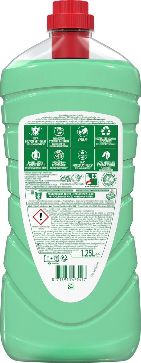 Ajax® Ajax Allesreiniger Limoen 6 X 1.25L - Voordeelverpakking 4 Ajax® Ajax Allesreiniger Limoen 6 X 1.25L - Voordeelverpakking - Afbeelding 2