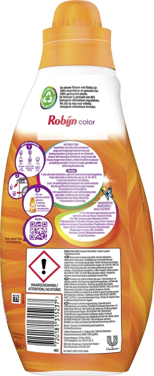 Robijn Klein & Krachtig Classics Color Vloeibaar Wasmiddel - 8 X 19 Wasbeurten - Voordeelverpakking 5 Robijn Klein & Krachtig Classics Color Vloeibaar Wasmiddel - 8 X 19 Wasbeurten - Voordeelverpakking - Afbeelding 3