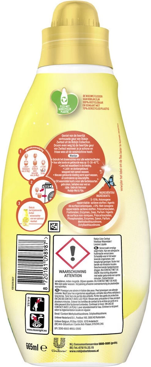 Robijn Klein & Krachtig Collections Color Zwitsal Vloeibaar Wasmiddel 19 Wasbeurten 10 Robijn Klein & Krachtig Collections Color Zwitsal Vloeibaar Wasmiddel 19 Wasbeurten - Afbeelding 8