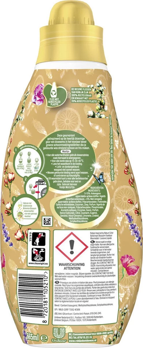 Robijn Klein & Krachtig Color Bohemian Blossom Vloeibaar Wasmiddel - 8 X 19 Wasbeurten - Voordeelverpakking 5 Robijn Klein & Krachtig Color Bohemian Blossom Vloeibaar Wasmiddel - 8 X 19 Wasbeurten - Voordeelverpakking - Afbeelding 3