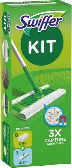 Swiffer Vloerreiniger Starterskit - 1 Dweil, 8 Droge En 3 Vochtige Vloerdoekjes Navullingen 30 Swiffer Vloerreiniger Starterskit - 1 Dweil, 8 Droge En 3 Vochtige Vloerdoekjes Navullingen -Schoonmaakmiddelen 519x1200