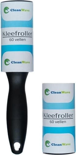 Schoonmaakmiddelen 33 ®CleanWave Kleefroller 180 Zeer Klevende Vellen – Kledingroller Met 1 Stevige Handgreep - 3 Rollen - Extra Klevend - Pluizenroller - Pluizenverwijderaar