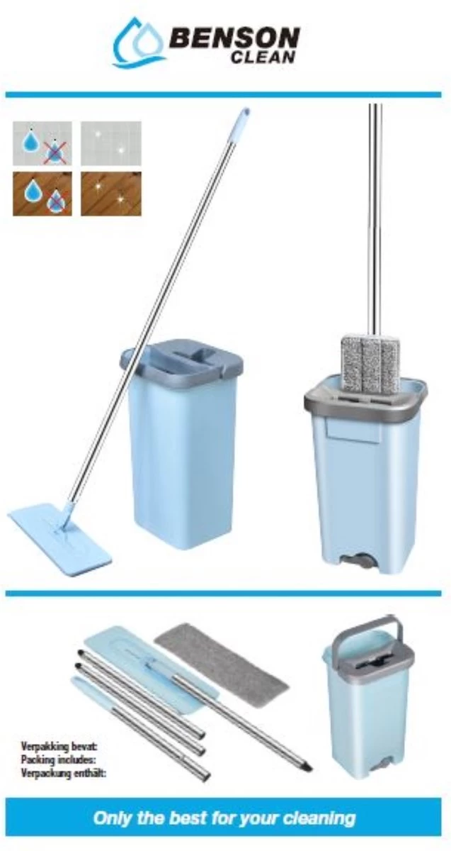 Benson Vloerwisser + Emmerset Compact + Microvezel Pad | Dweil 8 Benson Vloerwisser + Emmerset Compact + Microvezel Pad | Dweil - Afbeelding 6