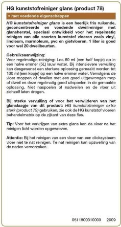 HG Kunststofreiniger Glans - Glansherstel - Geschikt Voor O.a. Pvc, Gietvloeren En Linoleum 8 HG Kunststofreiniger Glans - Glansherstel - Geschikt Voor O.a. Pvc, Gietvloeren En Linoleum -Schoonmaakmiddelen 639x1200 3