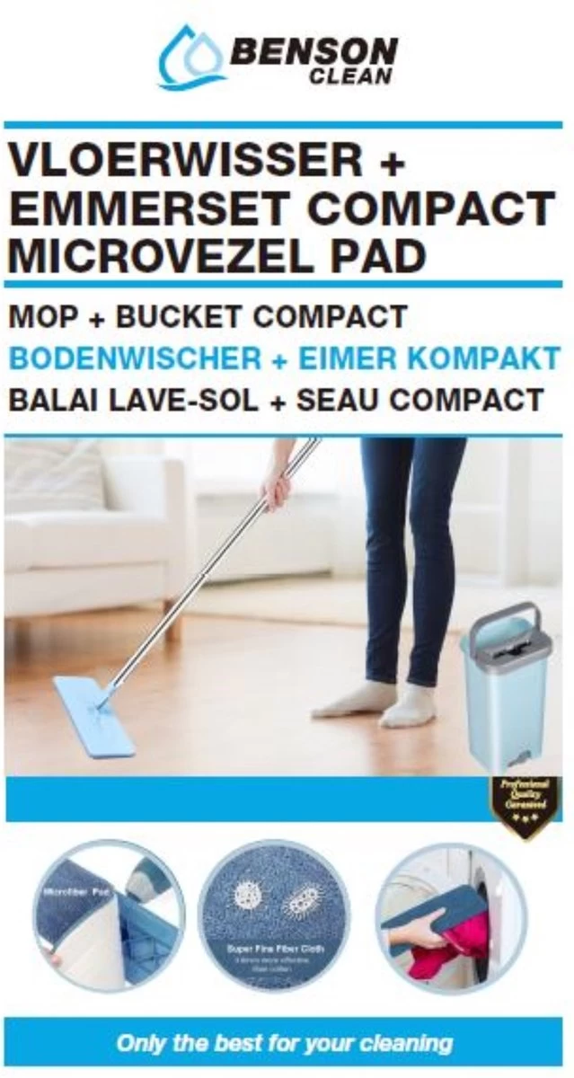 Benson Vloerwisser + Emmerset Compact + Microvezel Pad | Dweil 11 Benson Vloerwisser + Emmerset Compact + Microvezel Pad | Dweil - Afbeelding 9