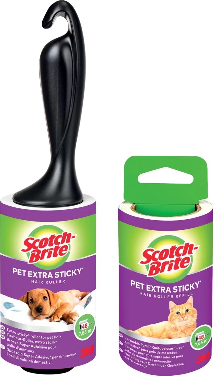 Scotch Brite Lint Roller, Extra Adhesive For Animal Hair, 48 Sheets 3 Scotch Brite Lint Roller, Extra Adhesive For Animal Hair, 48 Sheets
