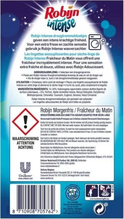 Robijn Intense Morgenfris Droogtrommeldoekjes - 9 X 20 Stuks - Voordeelverpakking 15 Robijn Intense Morgenfris Droogtrommeldoekjes - 9 X 20 Stuks - Voordeelverpakking -Schoonmaakmiddelen 683x1200 2