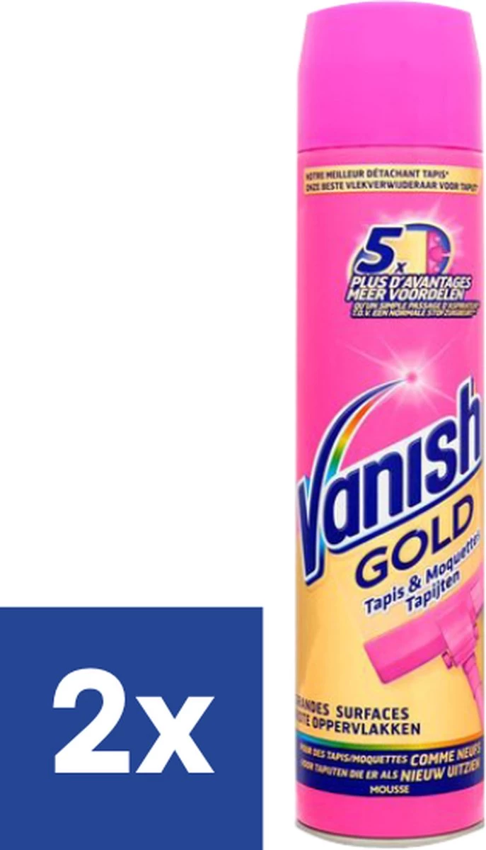 Vanish Oxi Action Gold Tapijt Mousse - 600 ML X2 3 Vanish Oxi Action Gold Tapijt Mousse - 600 ML X2