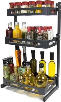 Chefs Cuisine Kruidenrek - Kruidenrek Staand - Keukenrek -aanrecht Organizer - Bureau Organizer - Keuken Organizers - Roestvrij Staal -Schoonmaakmiddelen 715x1200 1