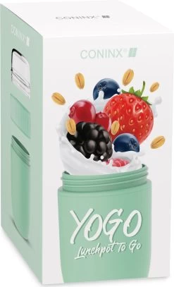 Coninx Yoghurtbeker To Go - Muesli Beker To Go - Lunchbeker - Mueslibeker 640ml (450ml+190ml) - Groen -Schoonmaakmiddelen 729x1200